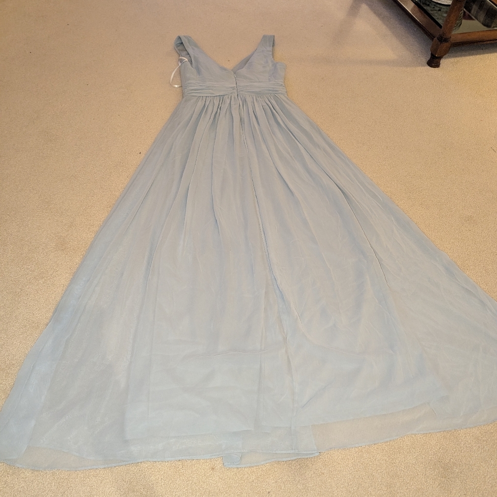 Sleeveless Draped Chiffon Maxi Dress with Front Slit in Mist Sz 4 - Picture 7 of 11